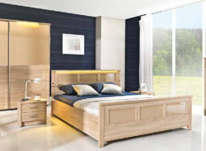 Bedroom Wood Suite Set Complete Bed Wardrobe Chest of drawers Bedside table Cremona2